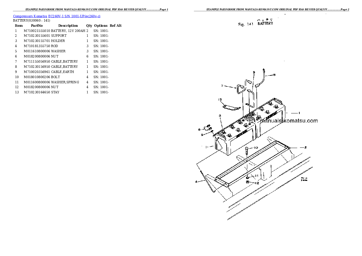Protected: EC260V-1 S/N 1001-UP Partsbook