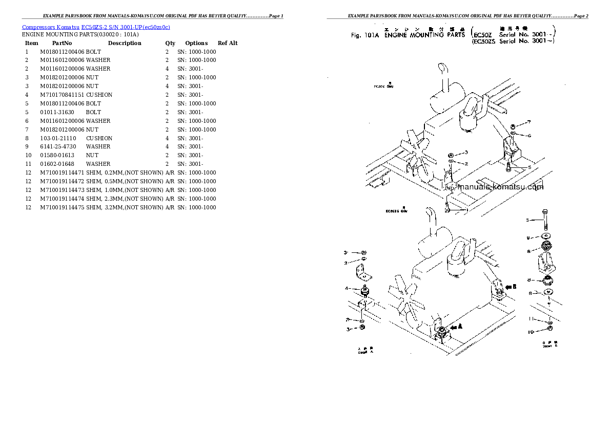 EC50ZS-2 S/N 3001-UP Partsbook