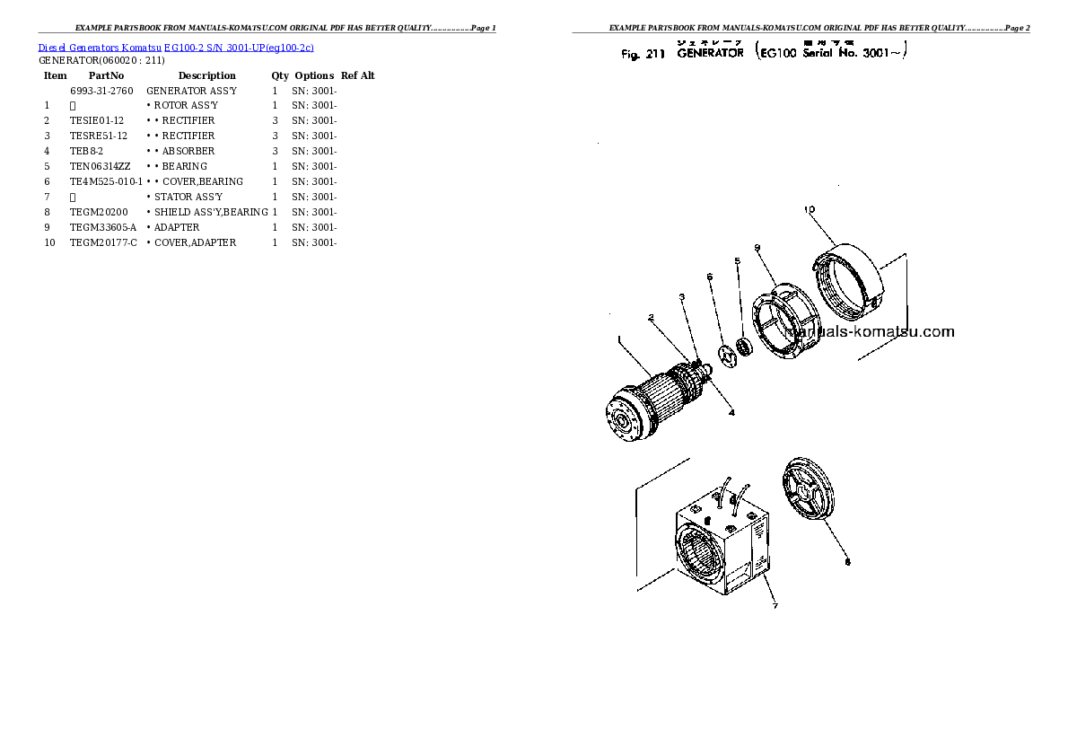 Protected: EG100-2 S/N 3001-UP Partsbook