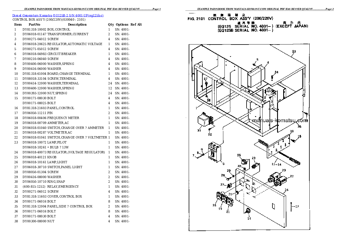 Protected: EG125B-2 S/N 4001-UP Partsbook