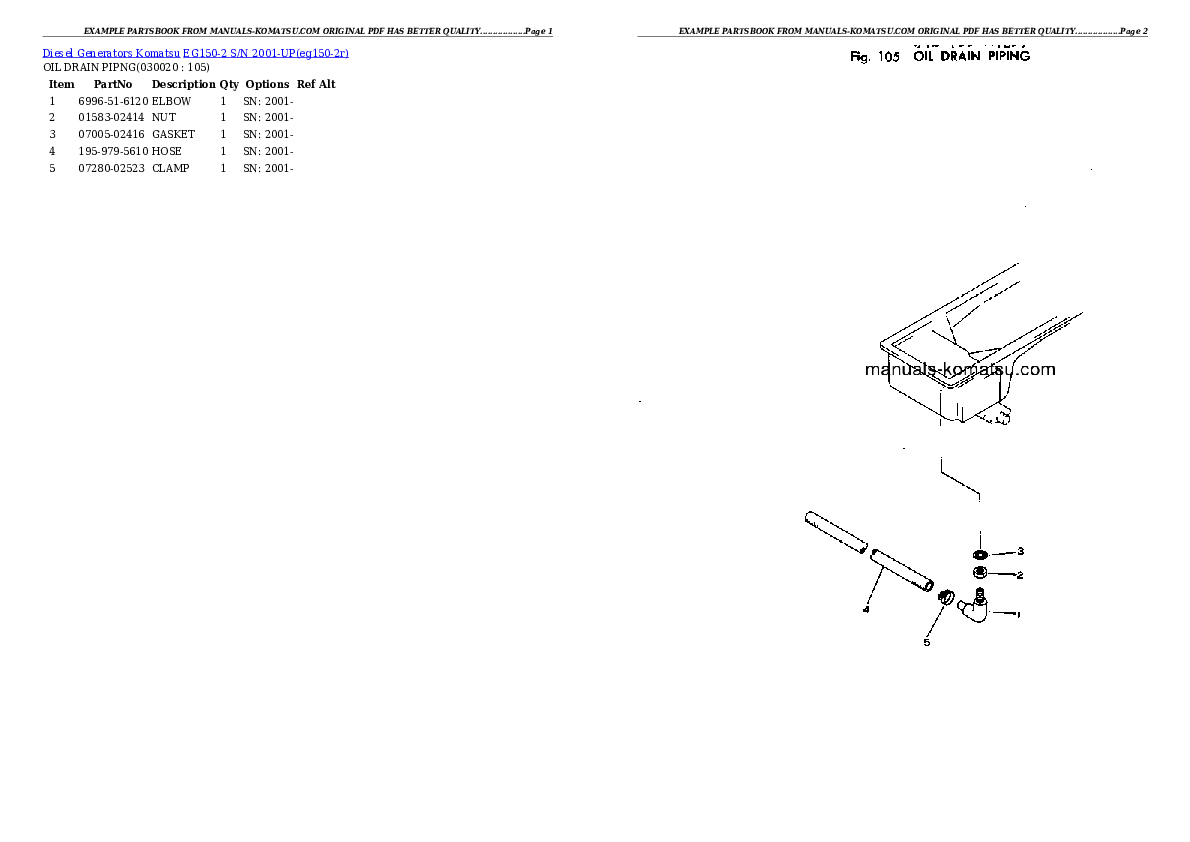 EG150-2 S/N 2001-UP Partsbook
