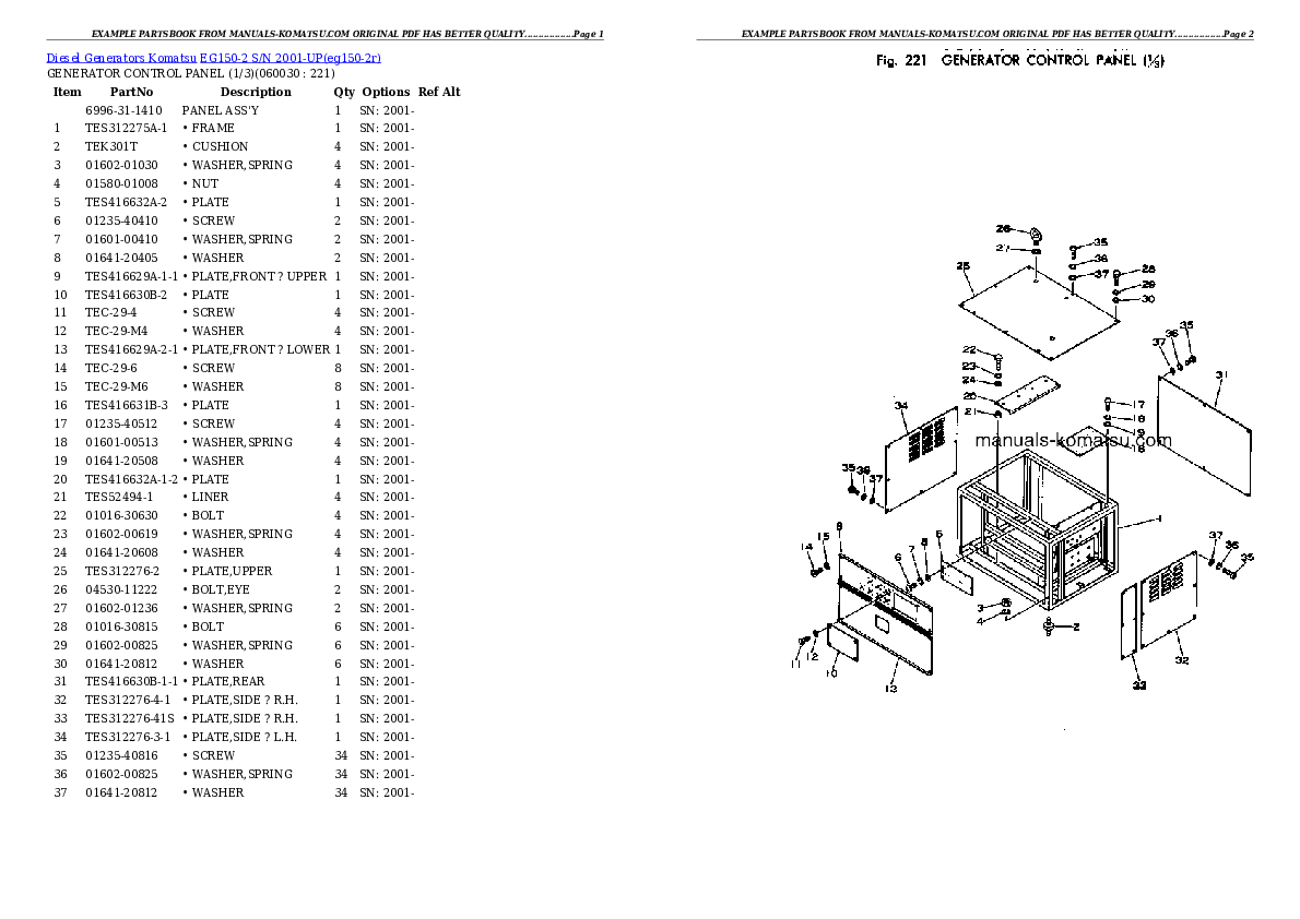 Protected: EG150-2 S/N 2001-UP Partsbook