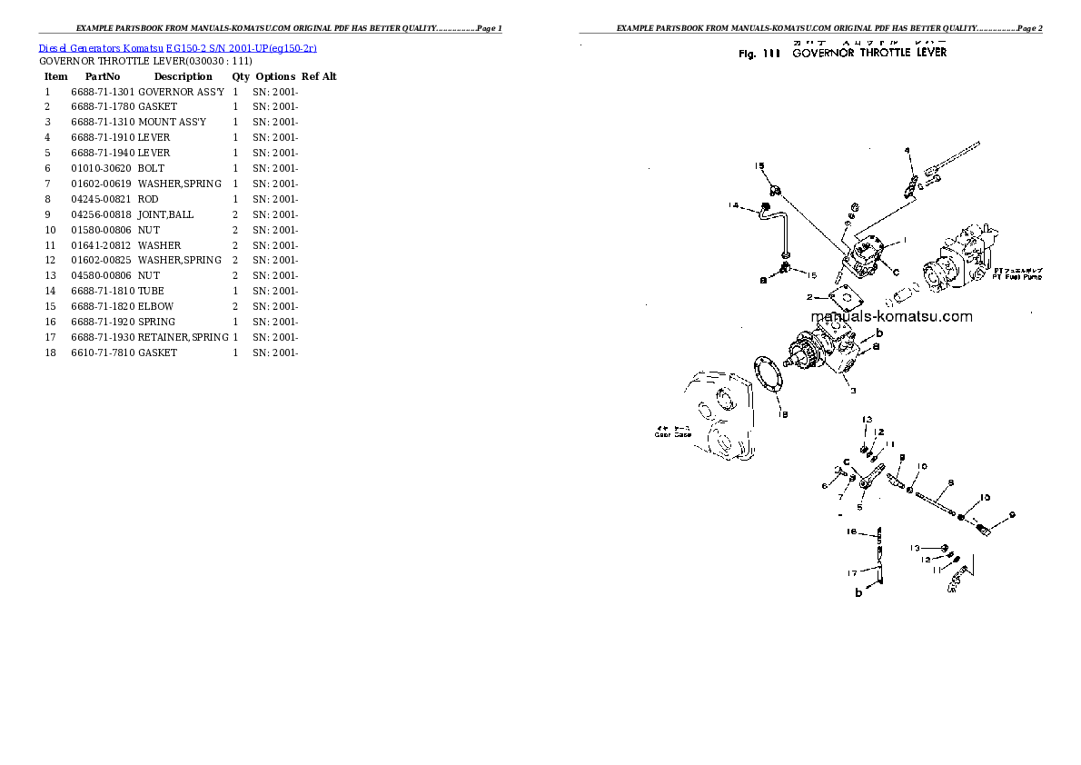 EG150-2 S/N 2001-UP Partsbook
