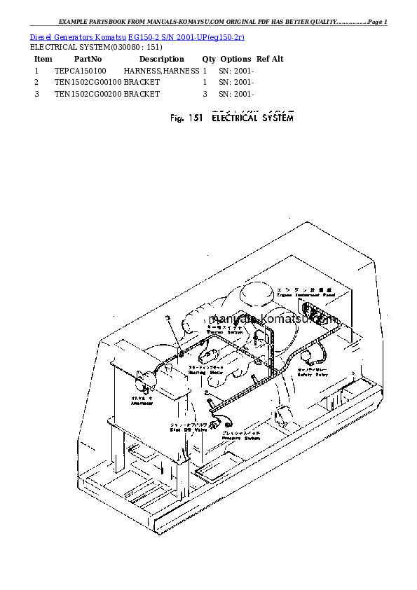Protected: EG150-2 S/N 2001-UP Partsbook