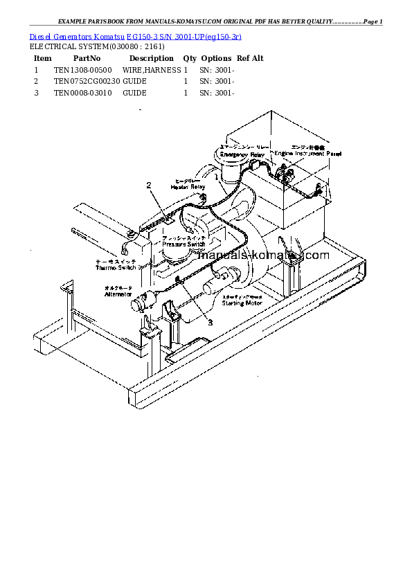 Protected: EG150-3 S/N 3001-UP Partsbook