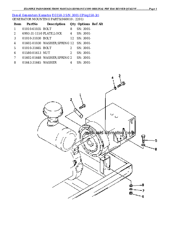 Protected: EG150-3 S/N 3001-UP Partsbook