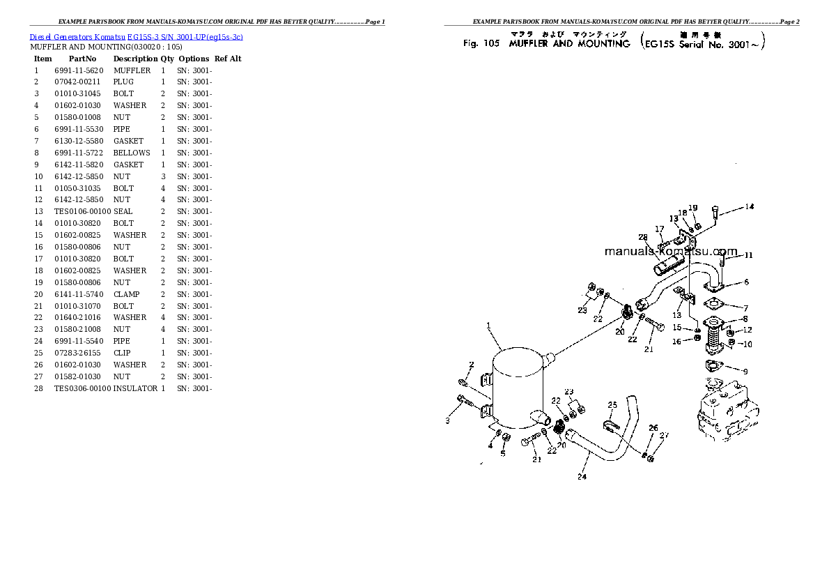 EG15S-3 S/N 3001-UP Partsbook