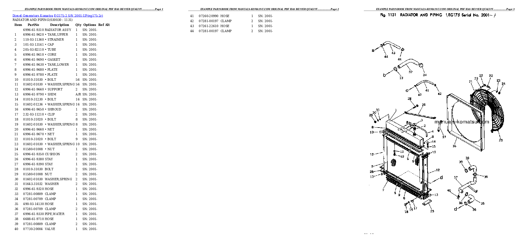 EG175-2 S/N 2001-UP Partsbook