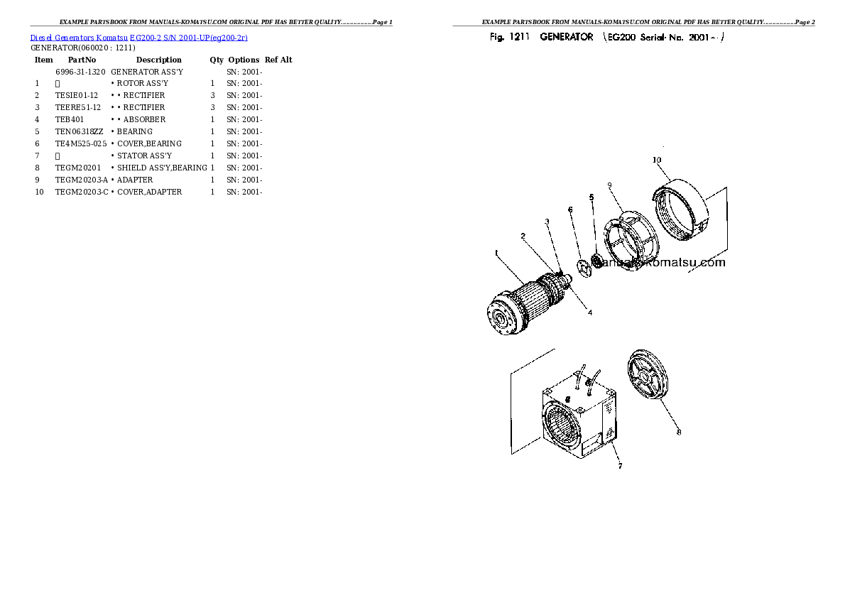 Protected: EG200-2 S/N 2001-UP Partsbook