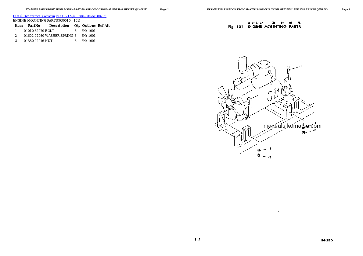 EG300-1 S/N 1001-UP Partsbook