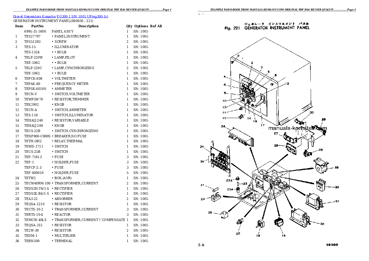 Protected: EG300-1 S/N 1001-UP Partsbook