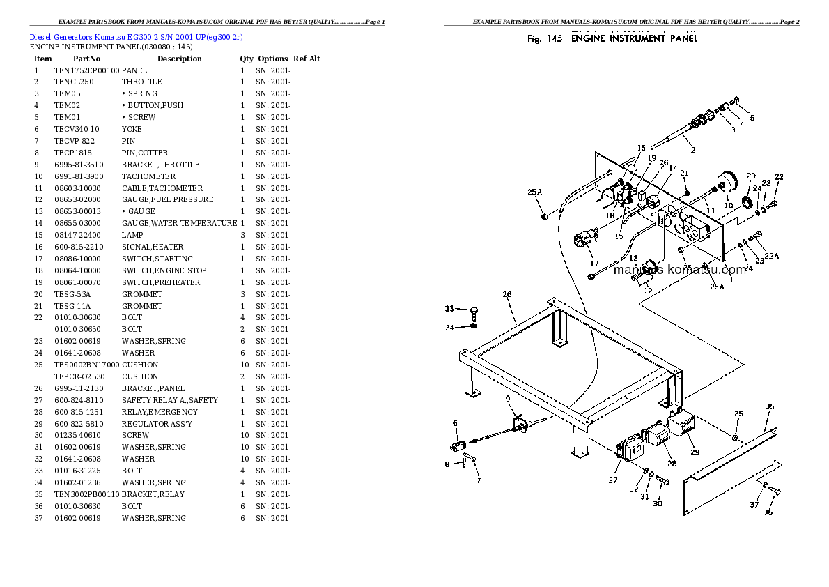 Protected: EG300-2 S/N 2001-UP Partsbook