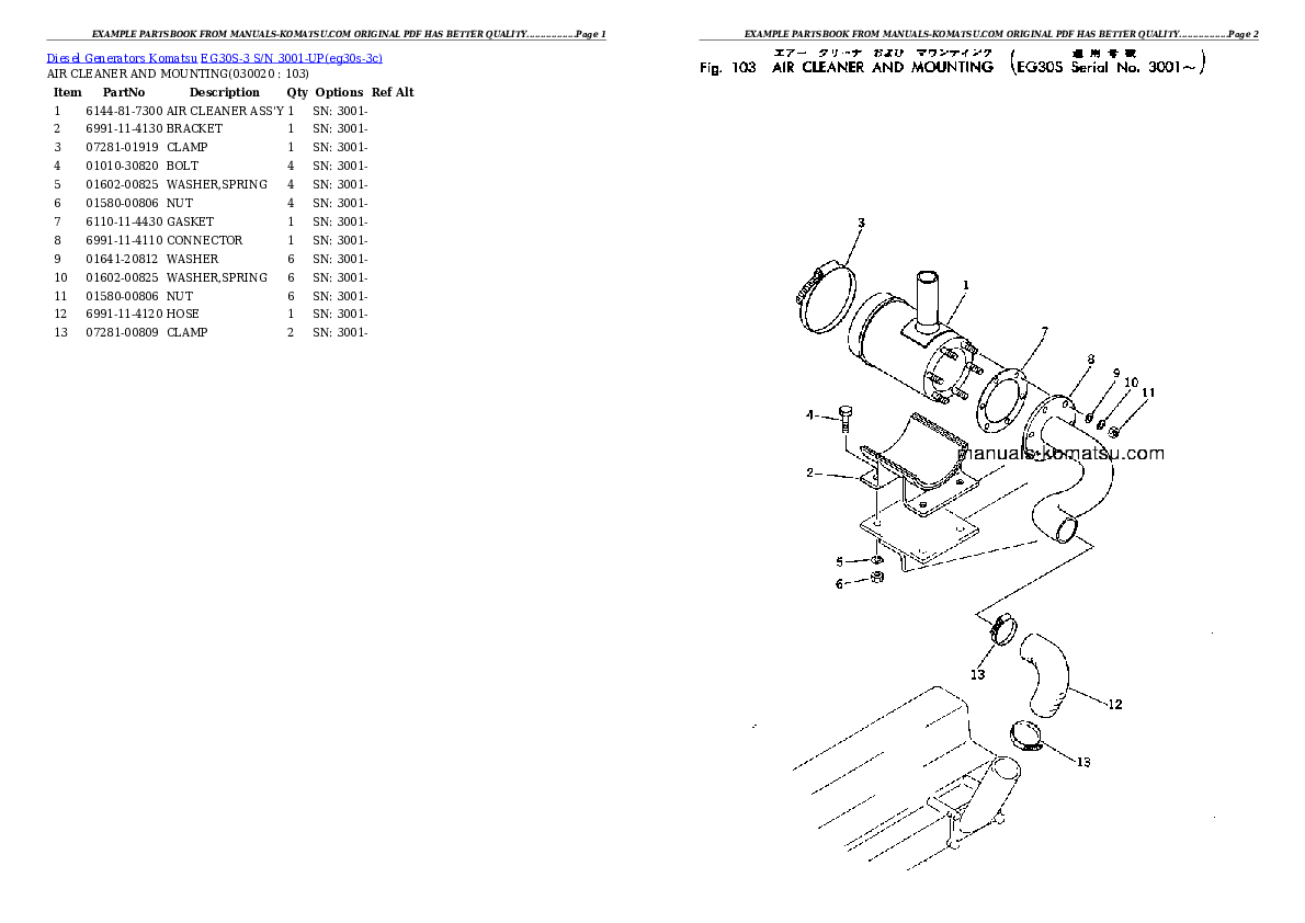 EG30S-3 S/N 3001-UP Partsbook