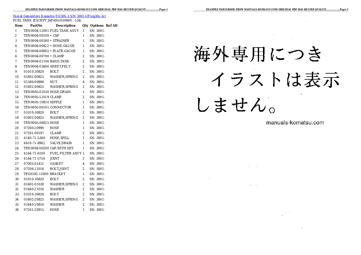 Protected: EG30S-3 S/N 3001-UP Partsbook