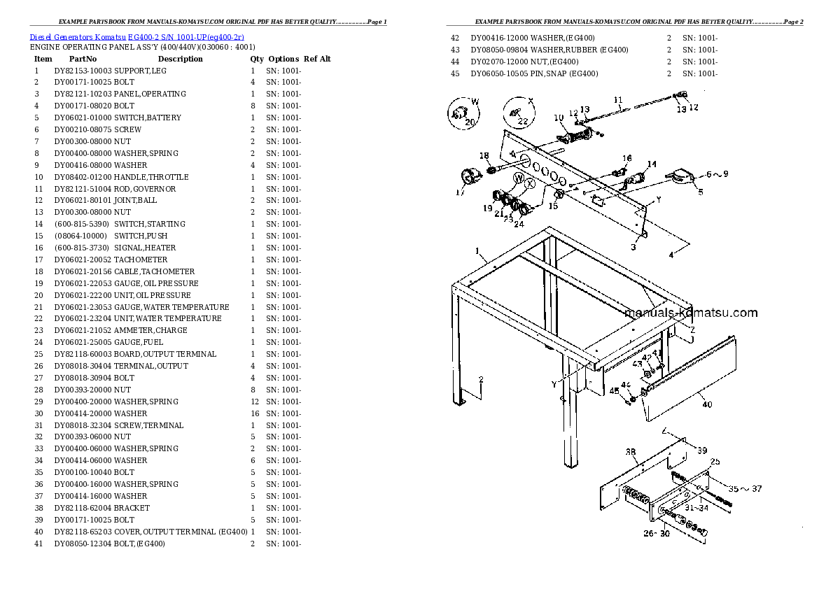 Protected: EG400-2 S/N 1001-UP Partsbook