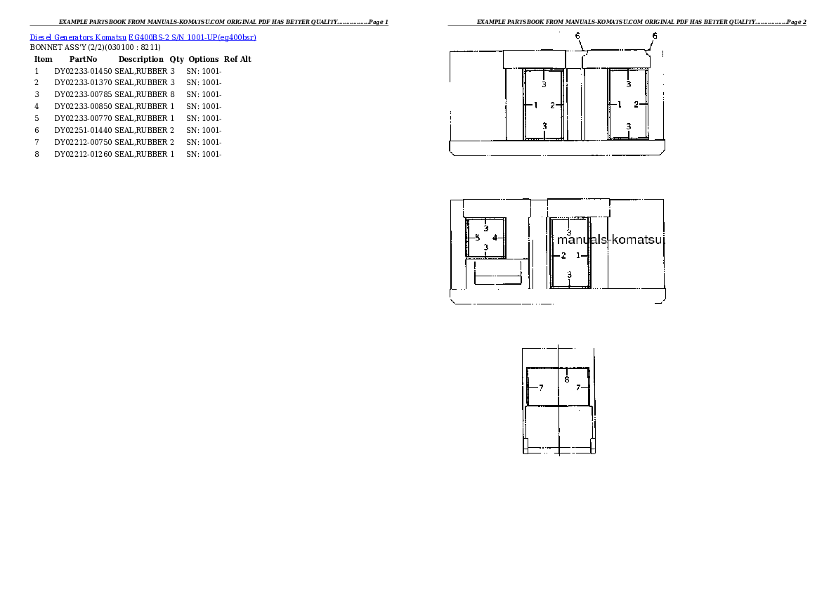 Protected: EG400BS-2 S/N 1001-UP Partsbook