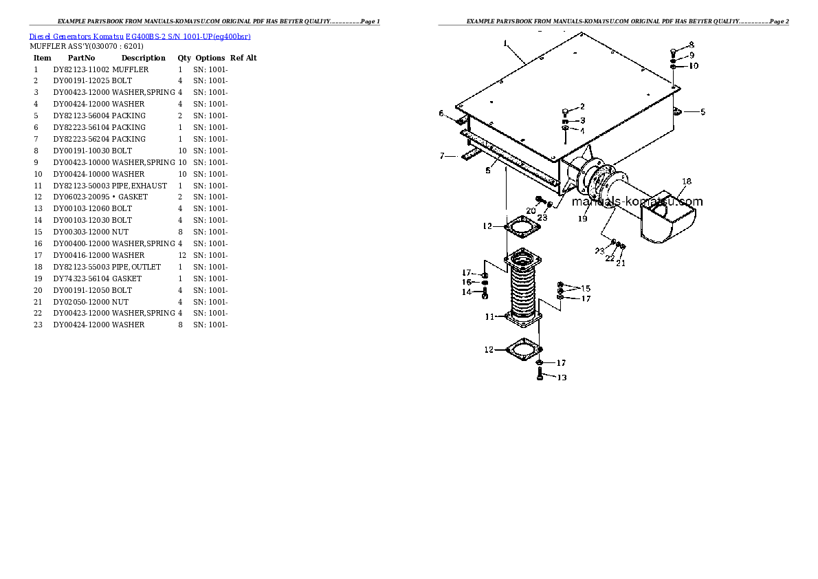 Protected: EG400BS-2 S/N 1001-UP Partsbook