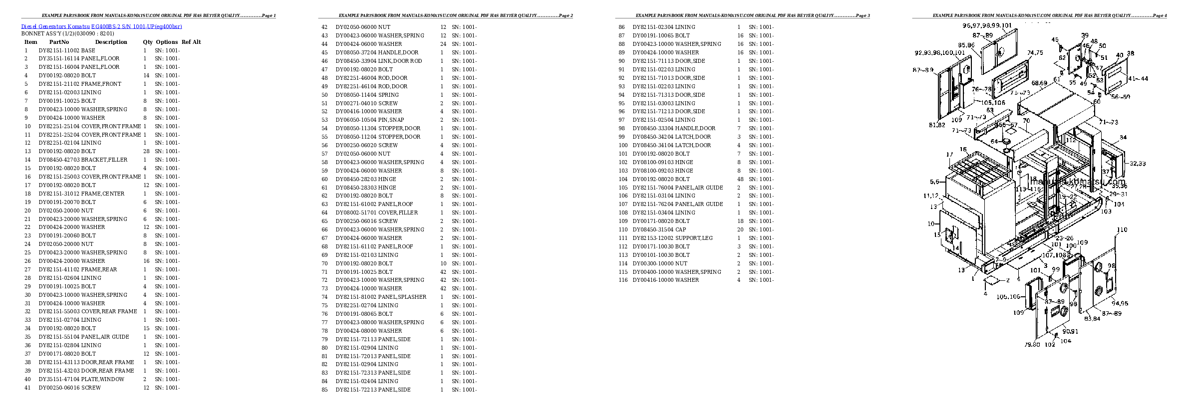 Protected: EG400BS-2 S/N 1001-UP Partsbook