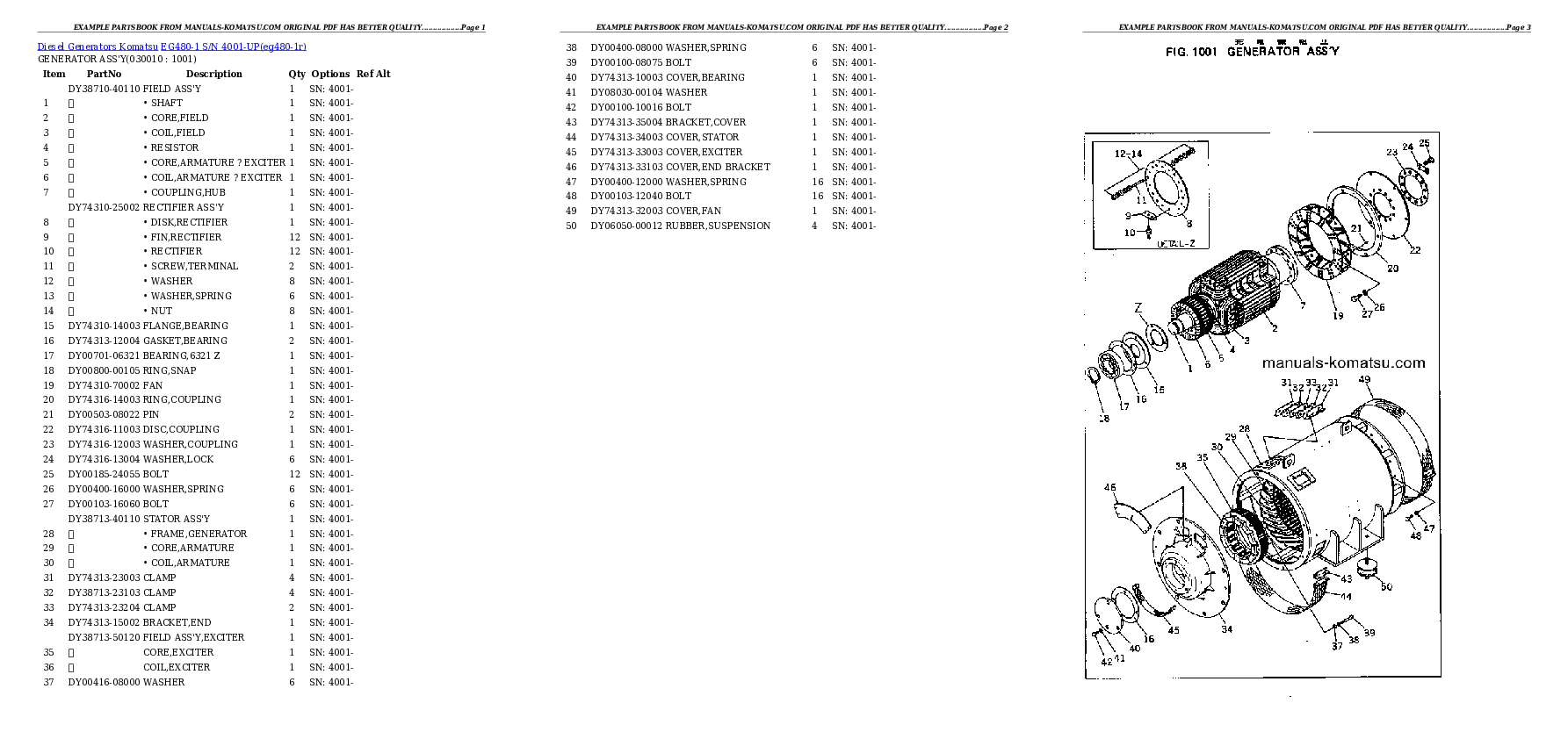EG480-1 S/N 4001-UP Partsbook