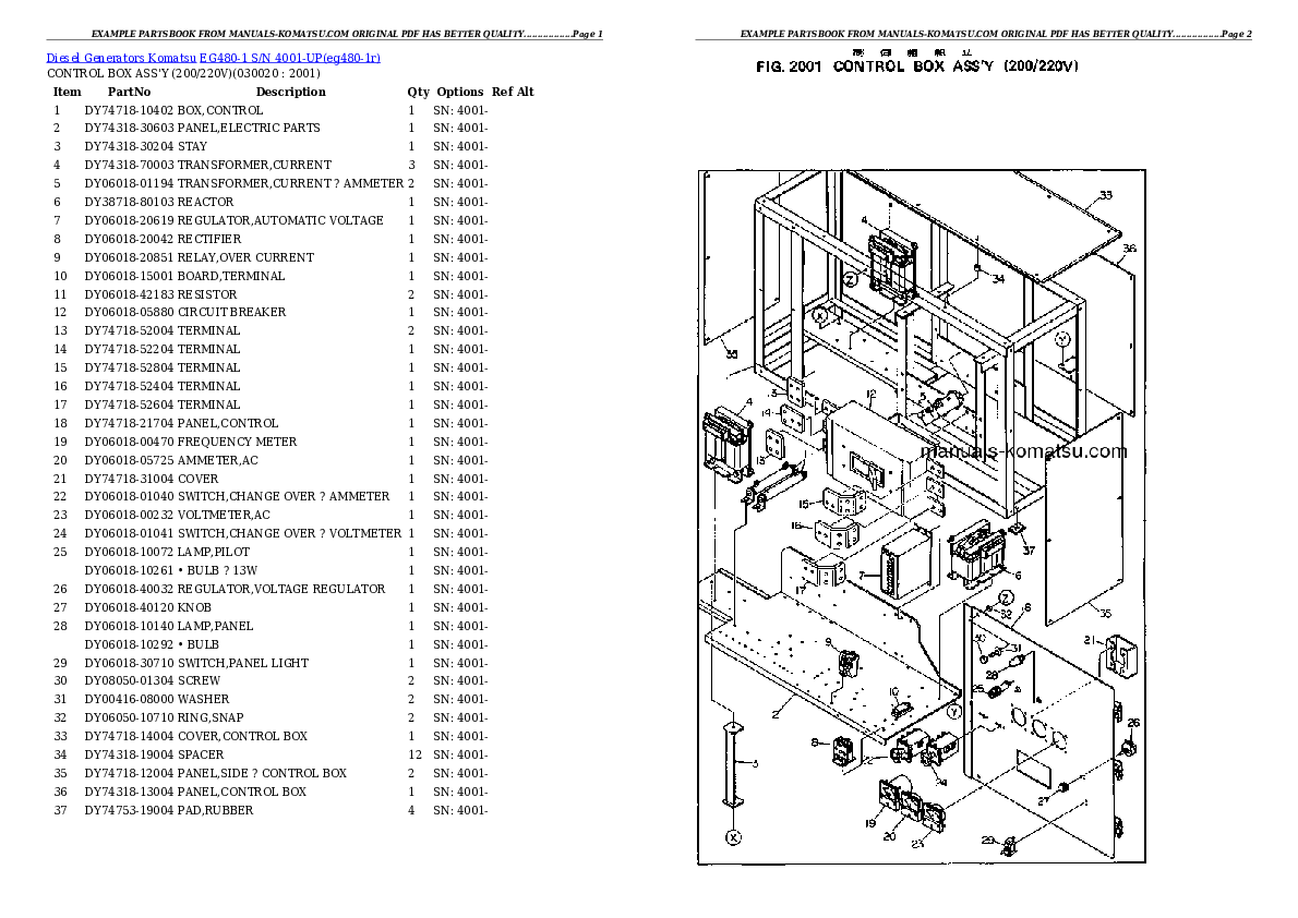 EG480-1 S/N 4001-UP Partsbook