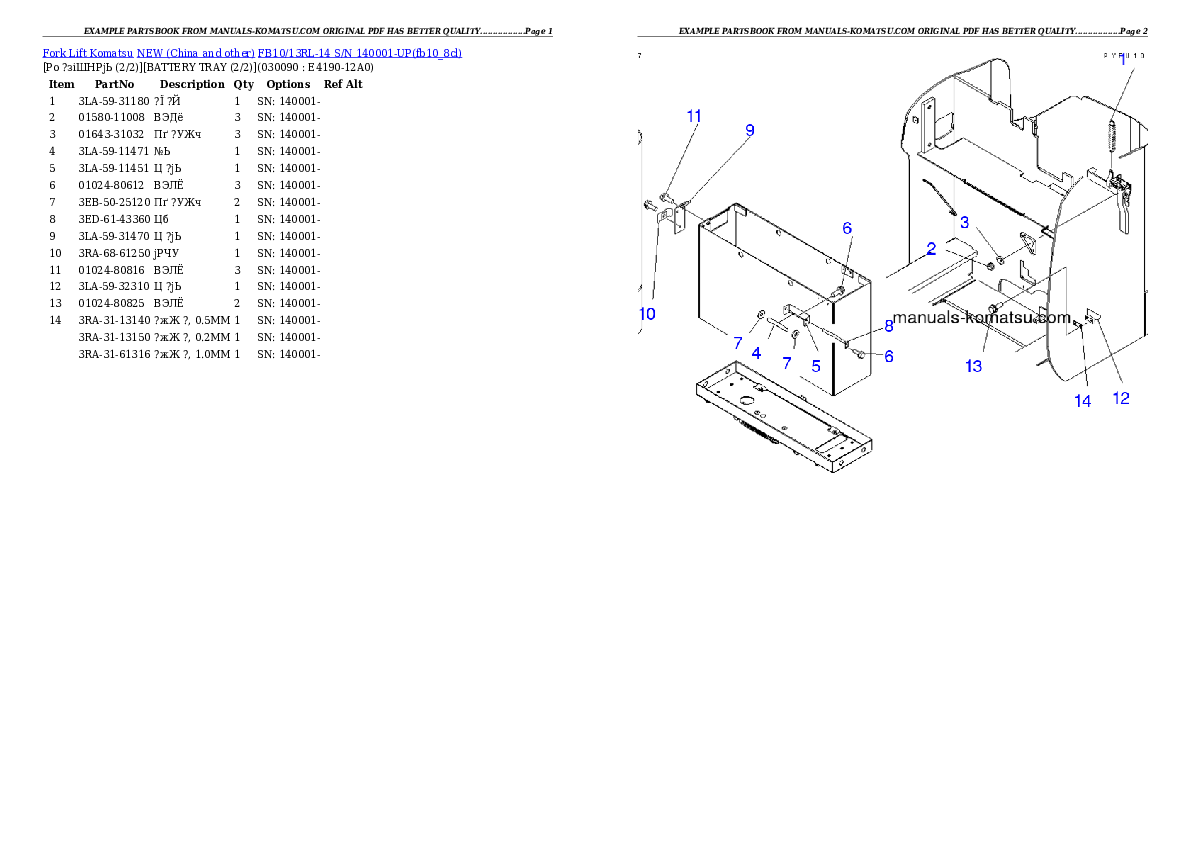Protected: FB10/13RL-14 S/N 140001-UP Partsbook