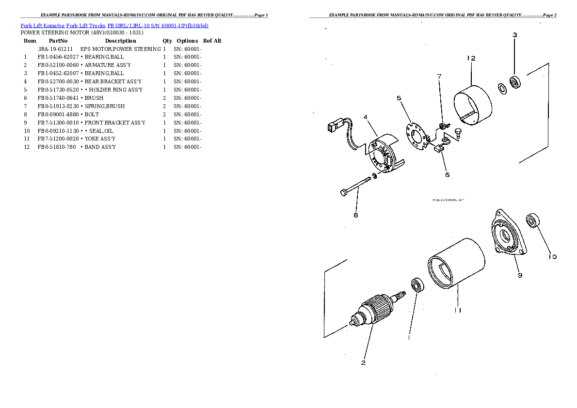 FB10RL/13RL-10 S/N 60001-UP Partsbook