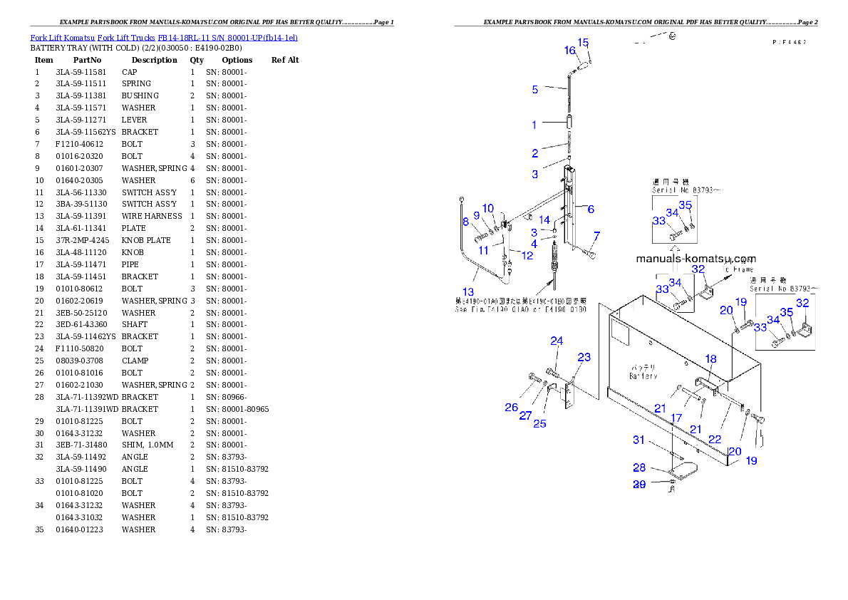 Protected: FB14-18RL-11 S/N 80001-UP Partsbook