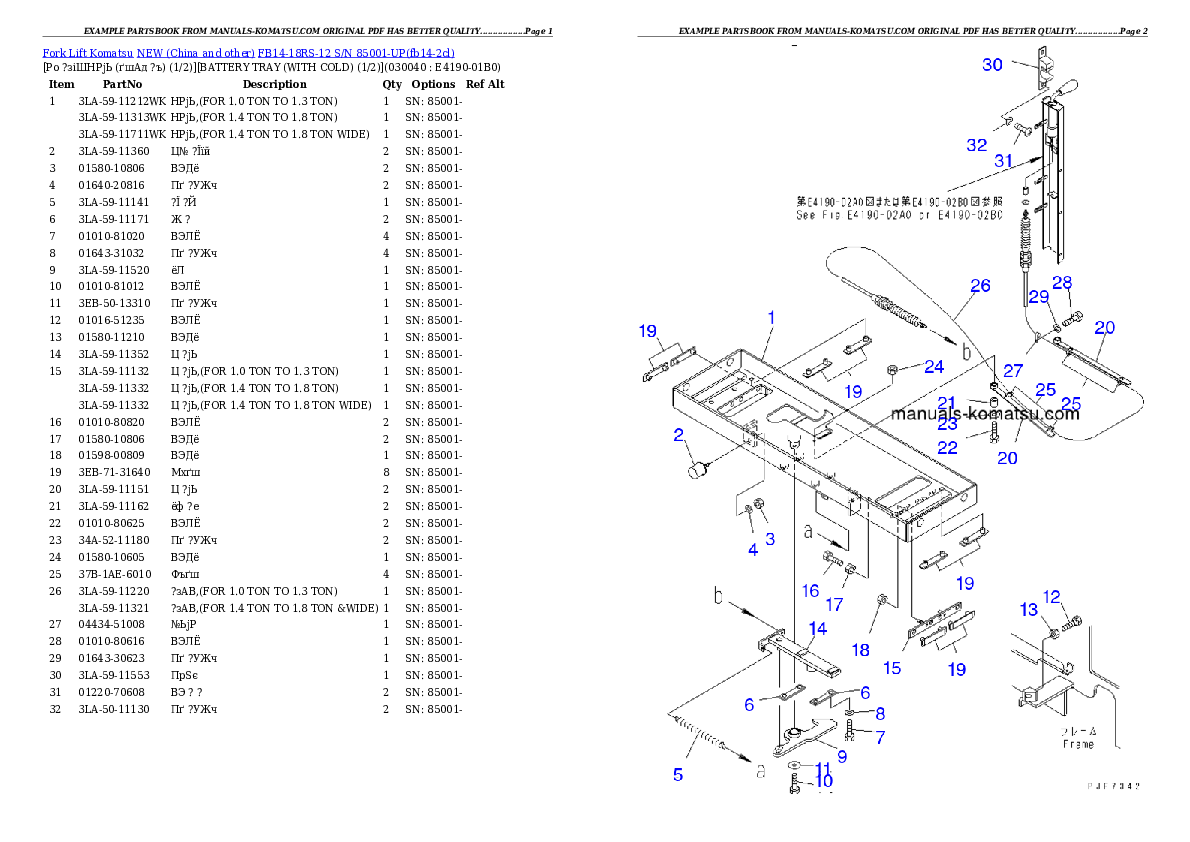 Protected: FB14-18RS-12 S/N 85001-UP Partsbook