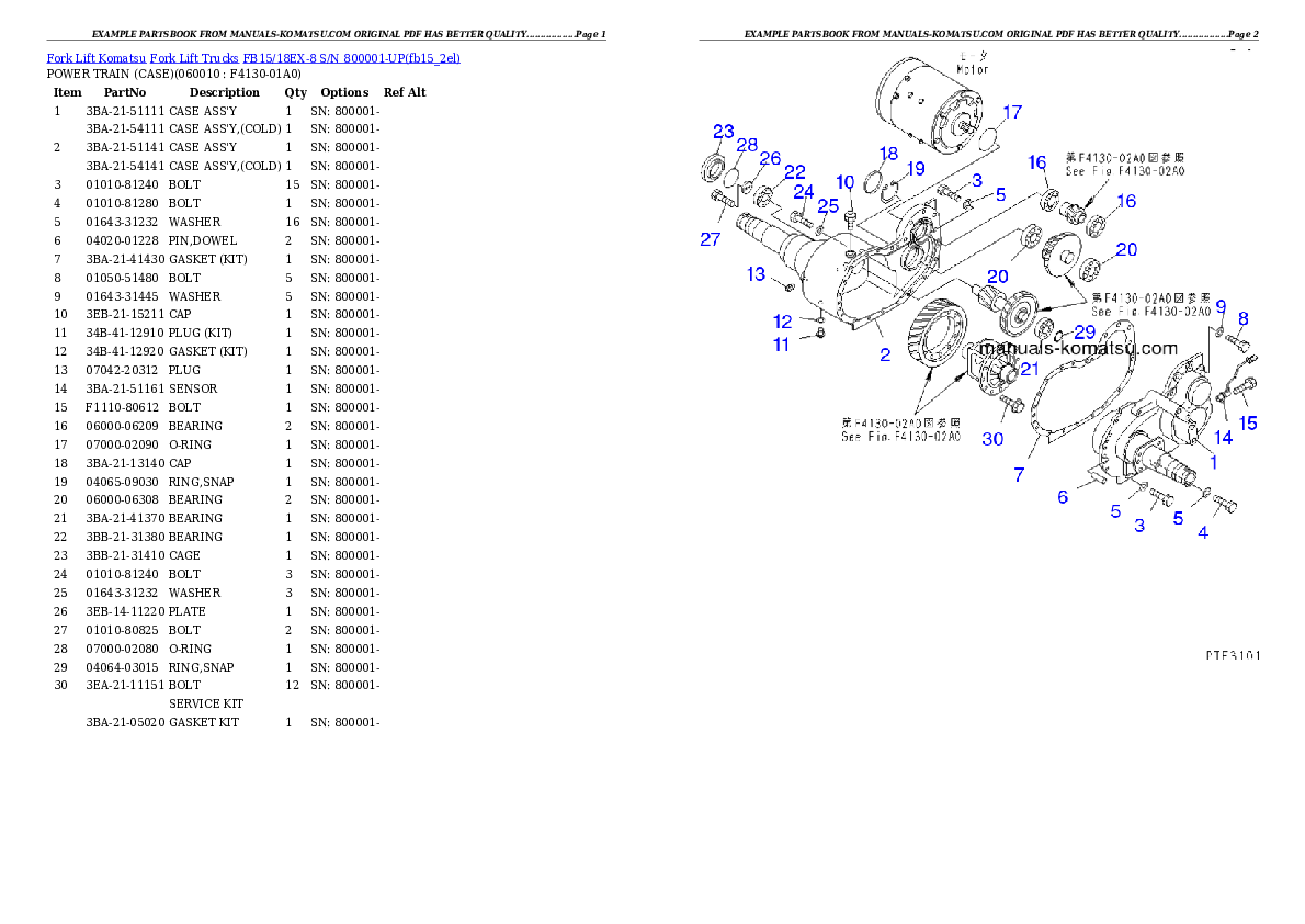 Protected: FB15/18EX-8 S/N 800001-UP Partsbook