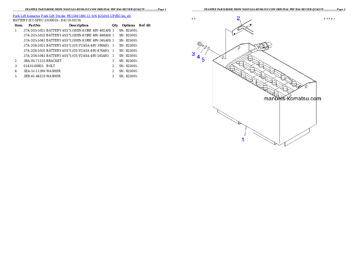 FB15M/18M-12 S/N 825001-UP Partsbook