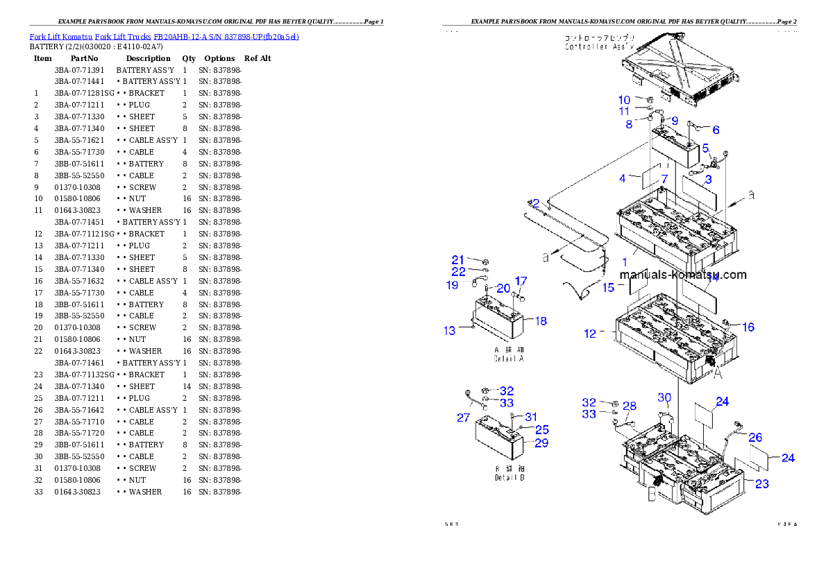 FB20AHB-12-A S/N 837898-UP Partsbook