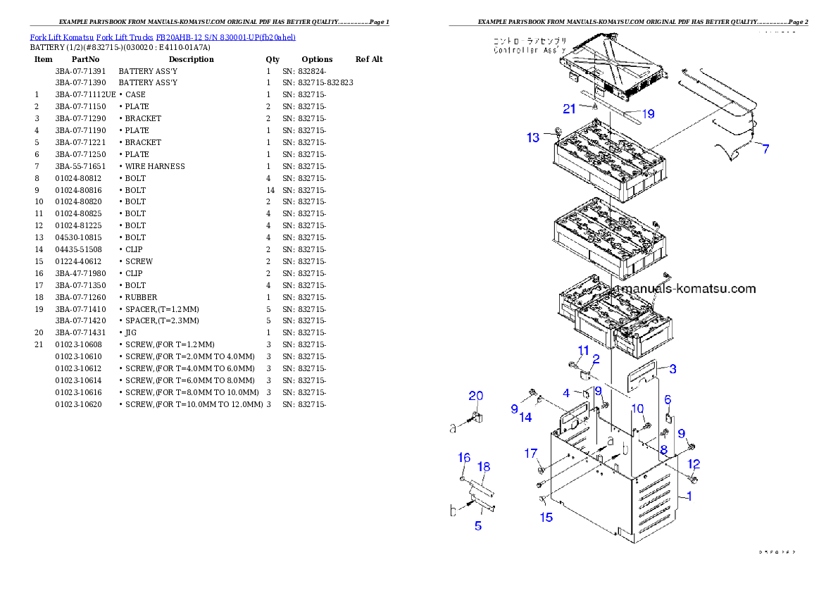 FB20AHB-12 S/N 830001-UP Partsbook