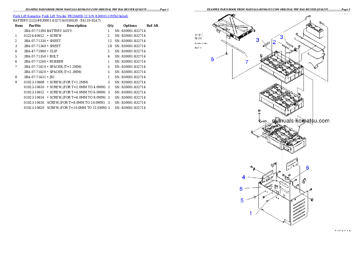 FB20AHB-12 S/N 830001-UP Partsbook