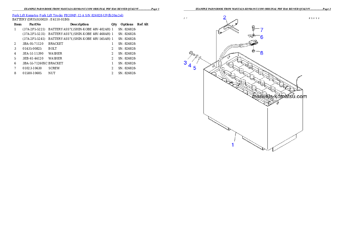 FB20MF-12-A S/N 826828-UP Partsbook