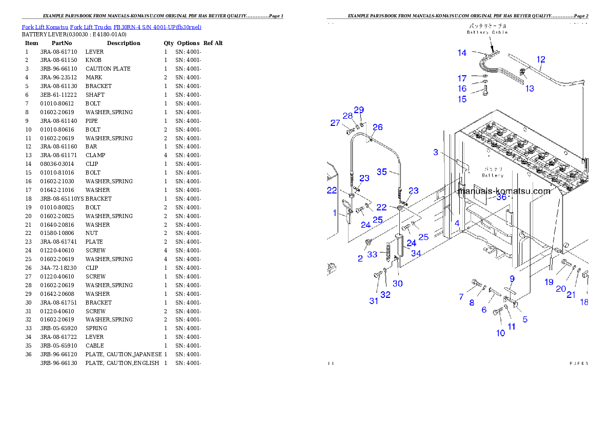 FB30RN-4 S/N 4001-UP Partsbook