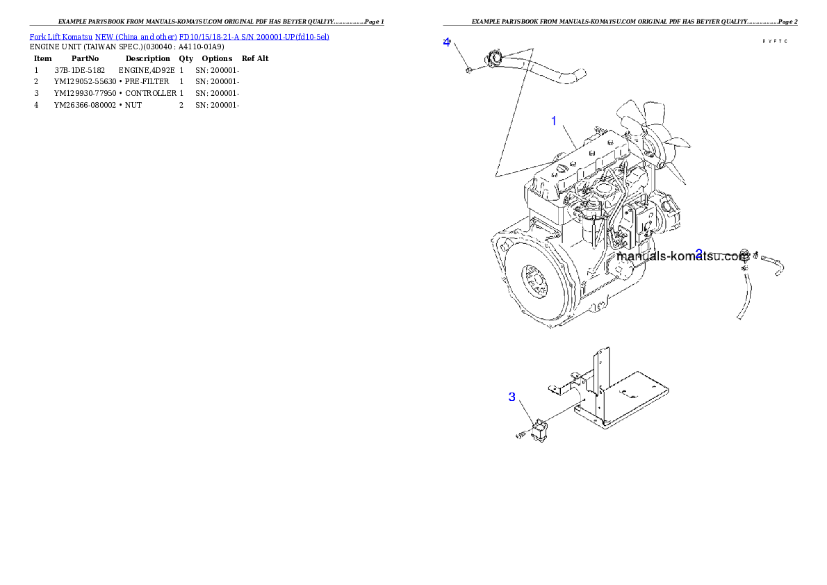 Protected: FD10/15/18-21-A S/N 200001-UP Partsbook