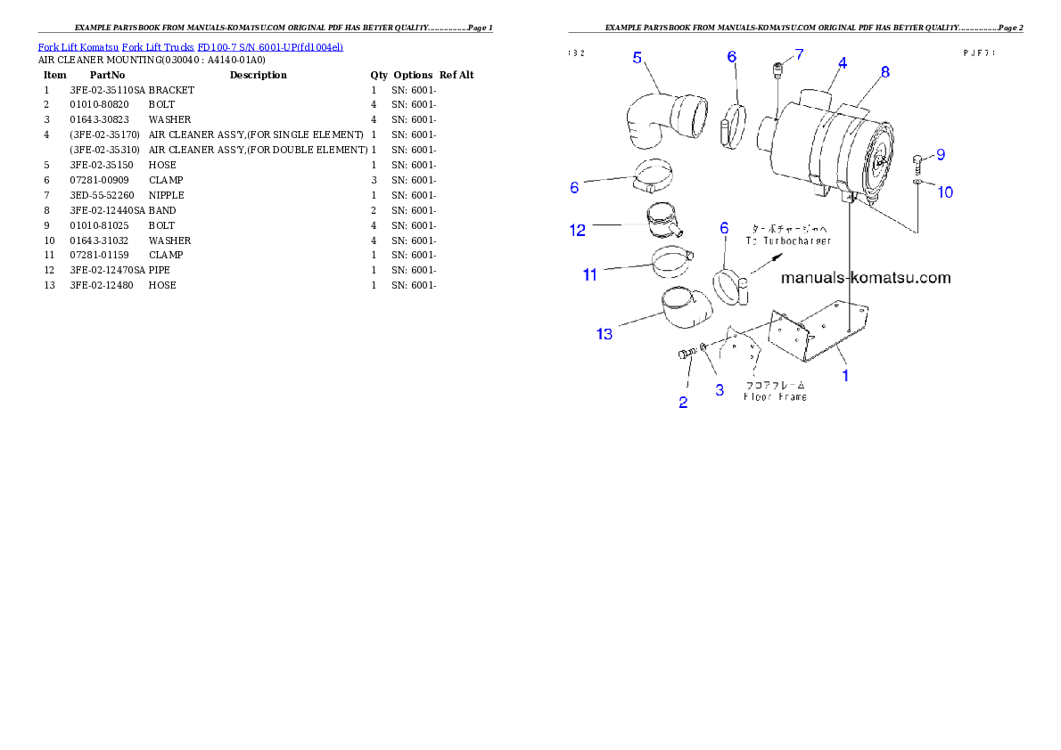 Protected: FD100-7 S/N 6001-UP Partsbook