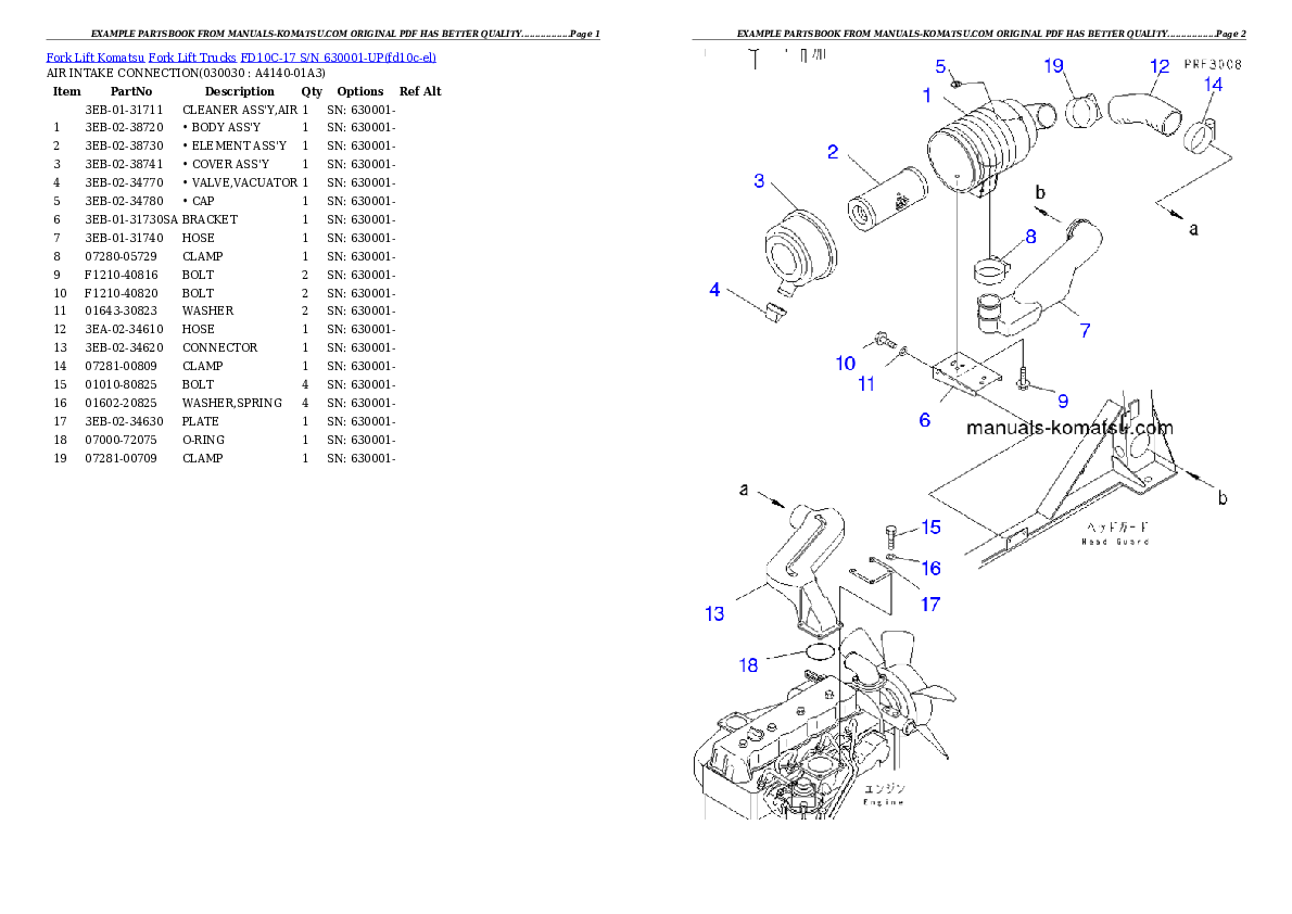FD10C-17 S/N 630001-UP Partsbook