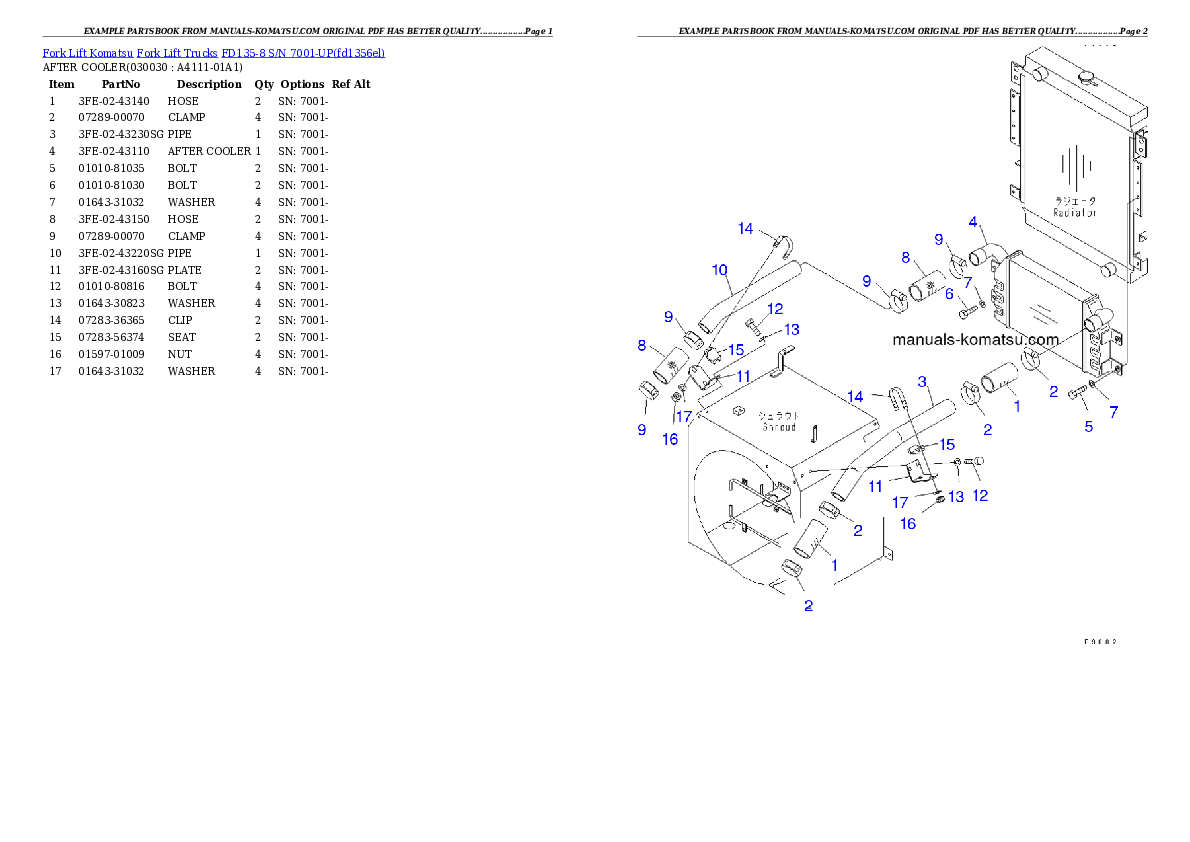 FD135-8 S/N 7001-UP Partsbook
