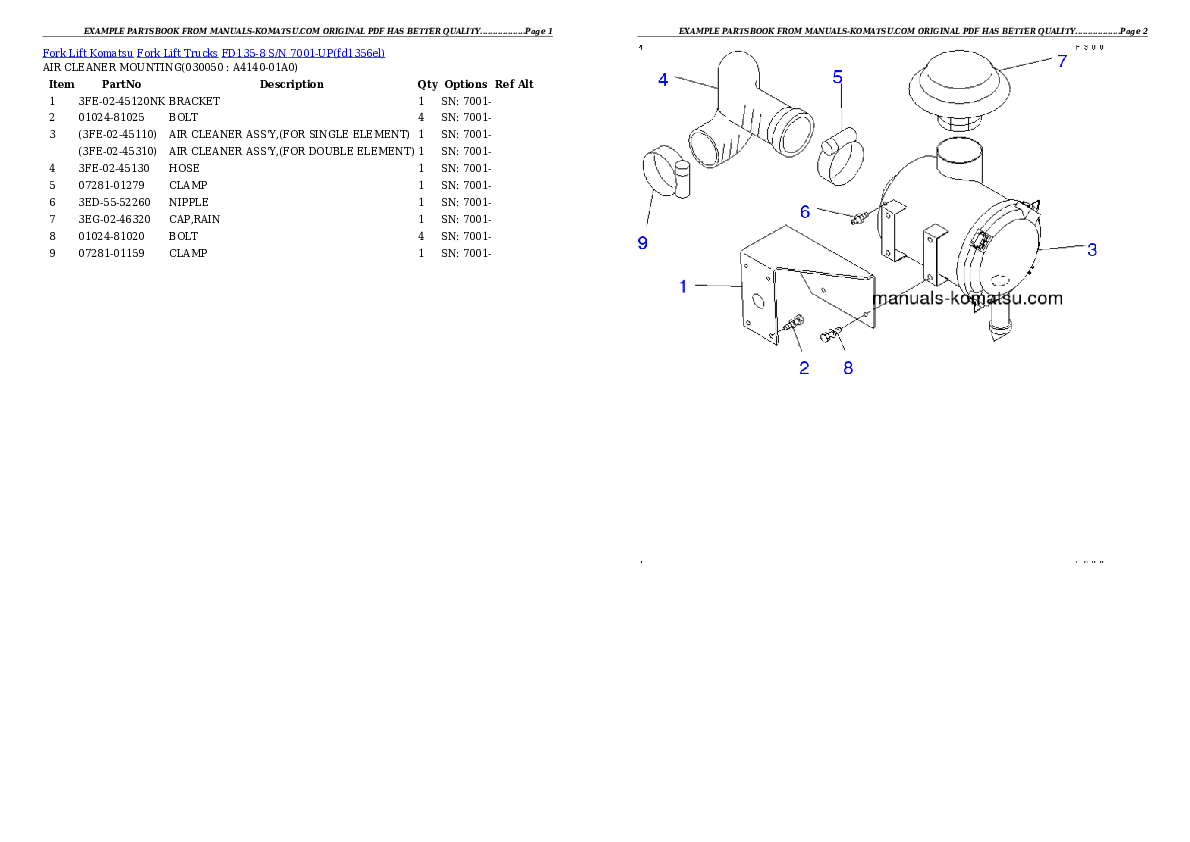 Protected: FD135-8 S/N 7001-UP Partsbook