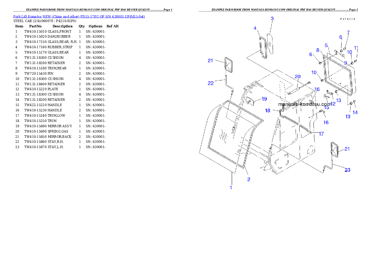 Protected: FD15-17EC-OP S/N 630001-UP Partsbook