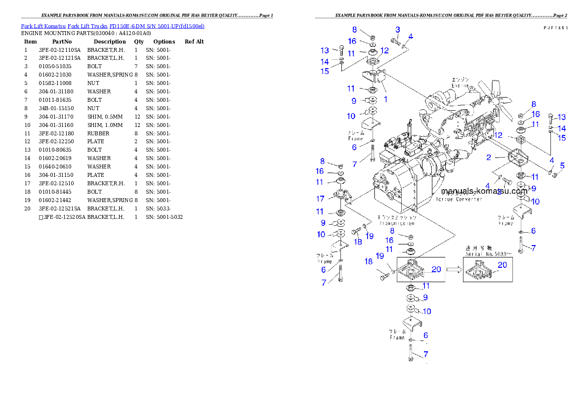Protected: FD150E-6-DM S/N 5001-UP Partsbook