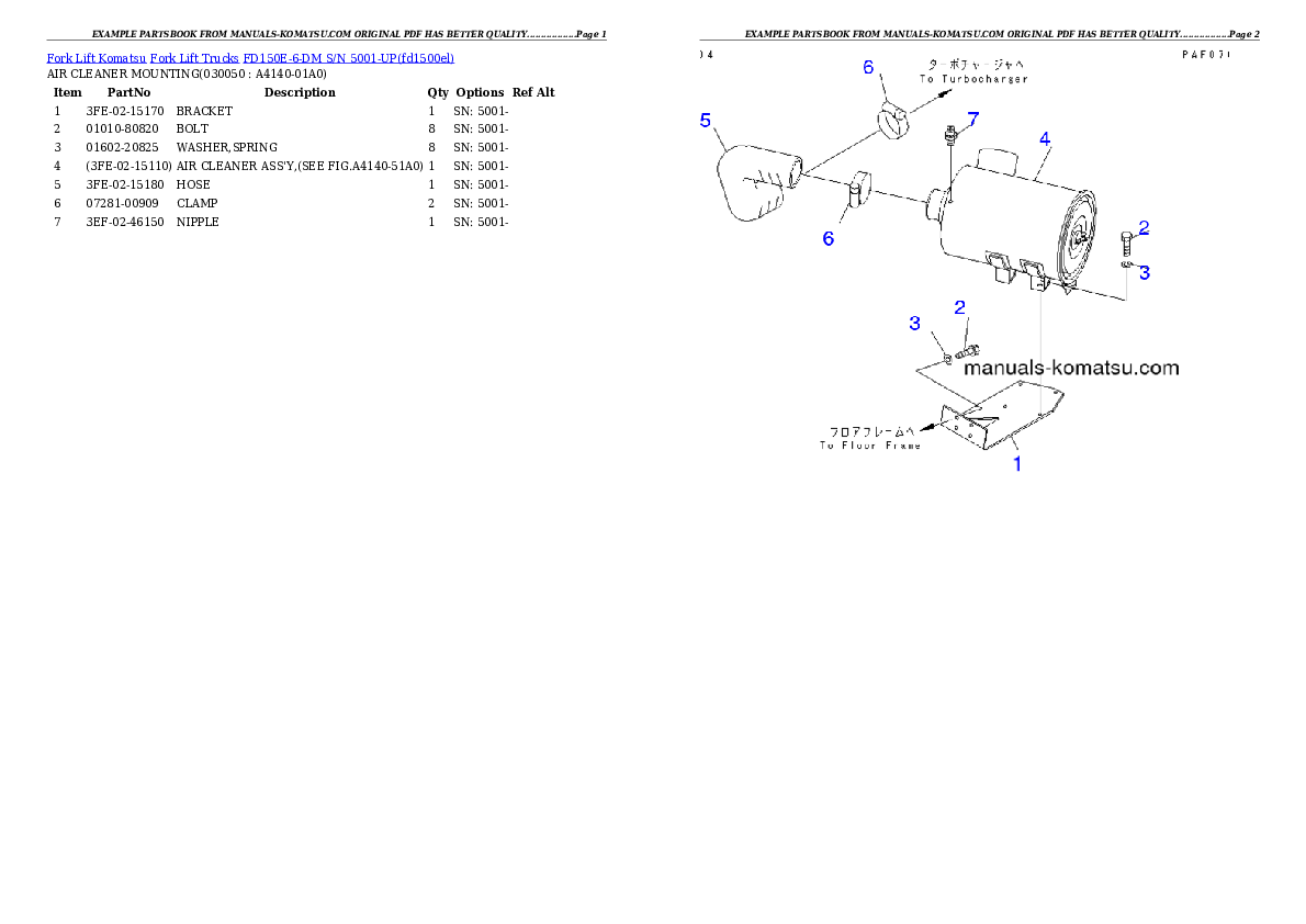 Protected: FD150E-6-DM S/N 5001-UP Partsbook