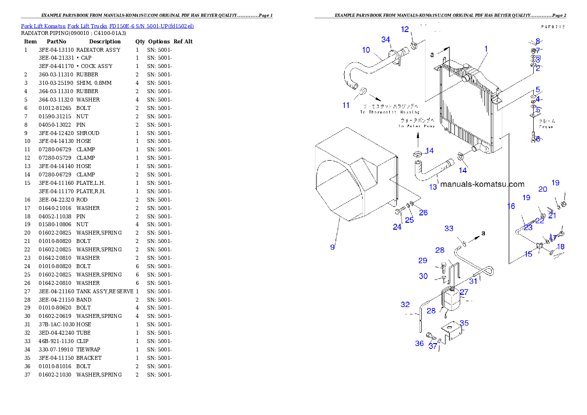 Protected: FD150E-6 S/N 5001-UP Partsbook
