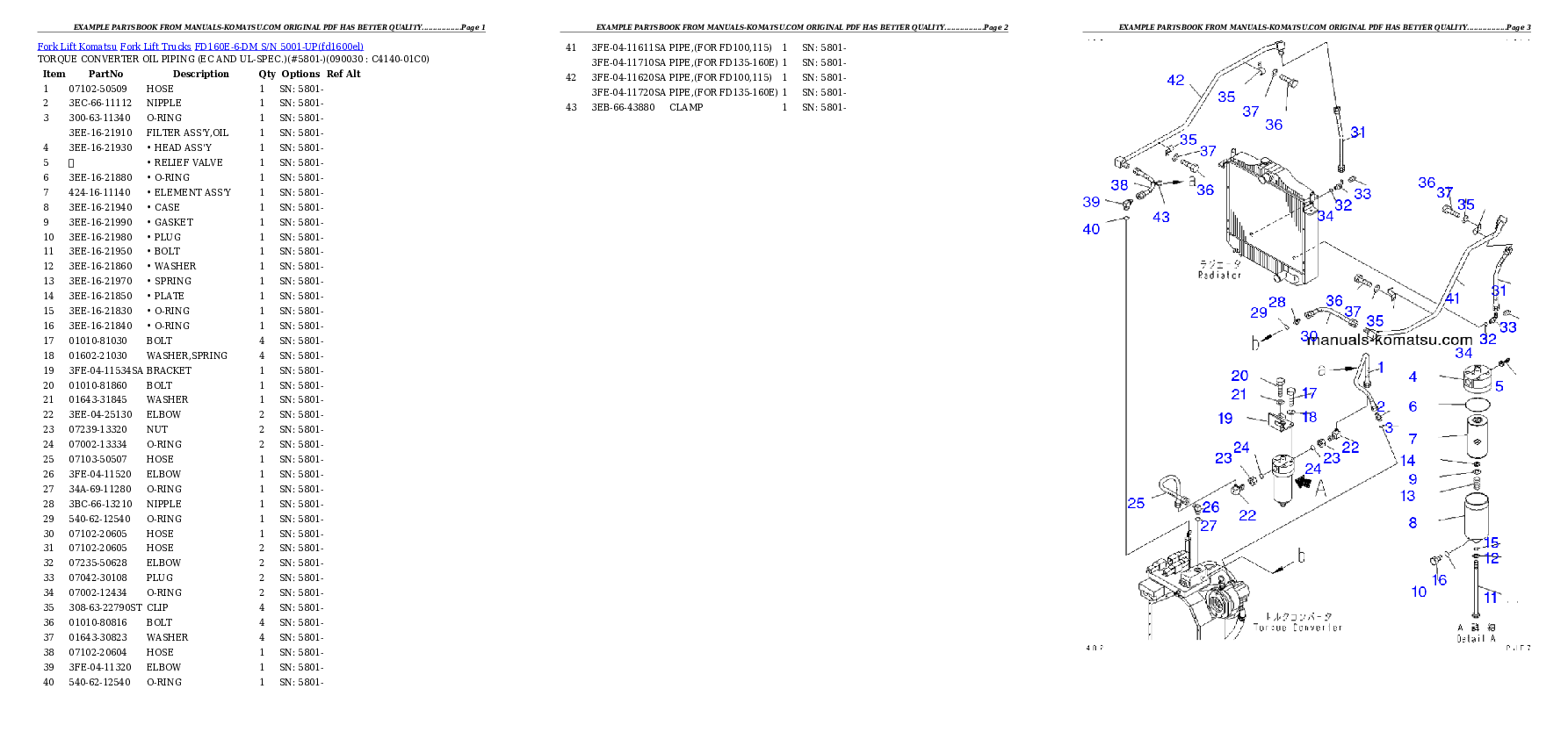 Protected: FD160E-6-DM S/N 5001-UP Partsbook