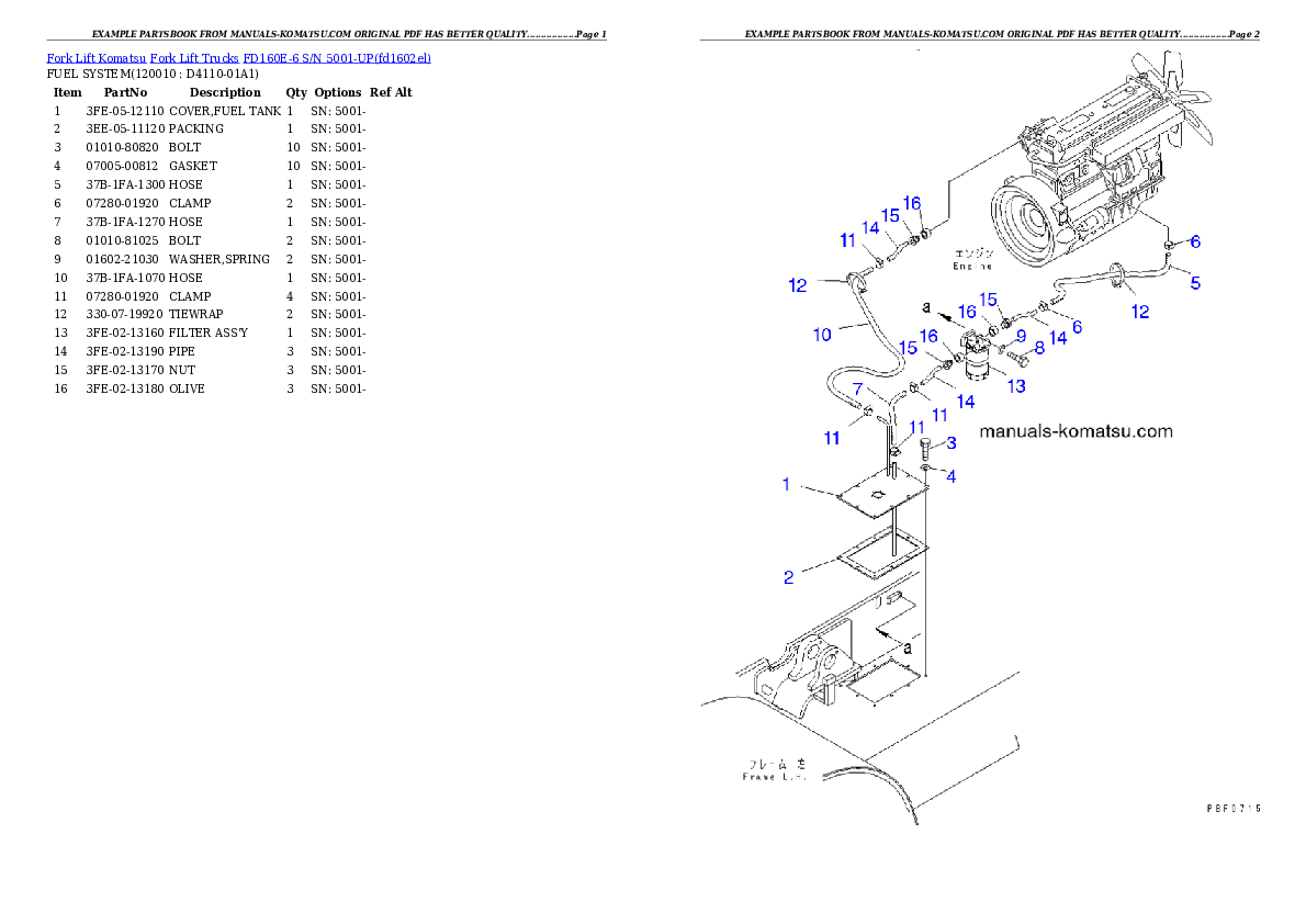 Protected: FD160E-6 S/N 5001-UP Partsbook