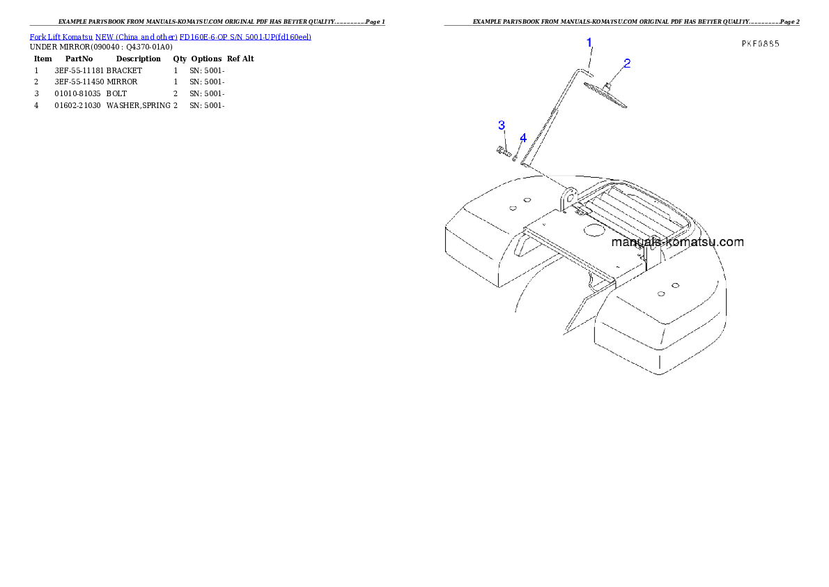 Protected: FD160E-6-OP S/N 5001-UP Partsbook