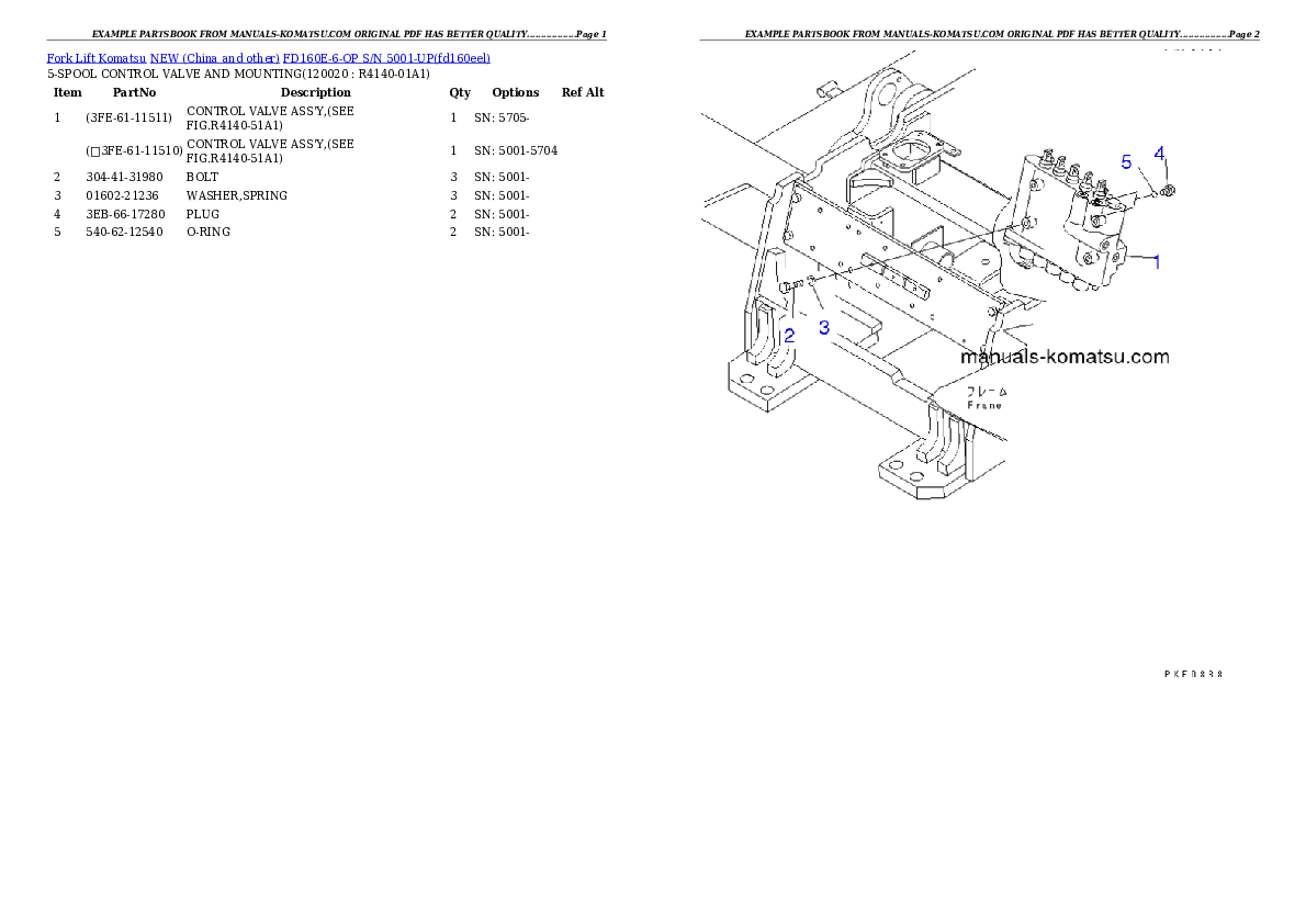 Protected: FD160E-6-OP S/N 5001-UP Partsbook