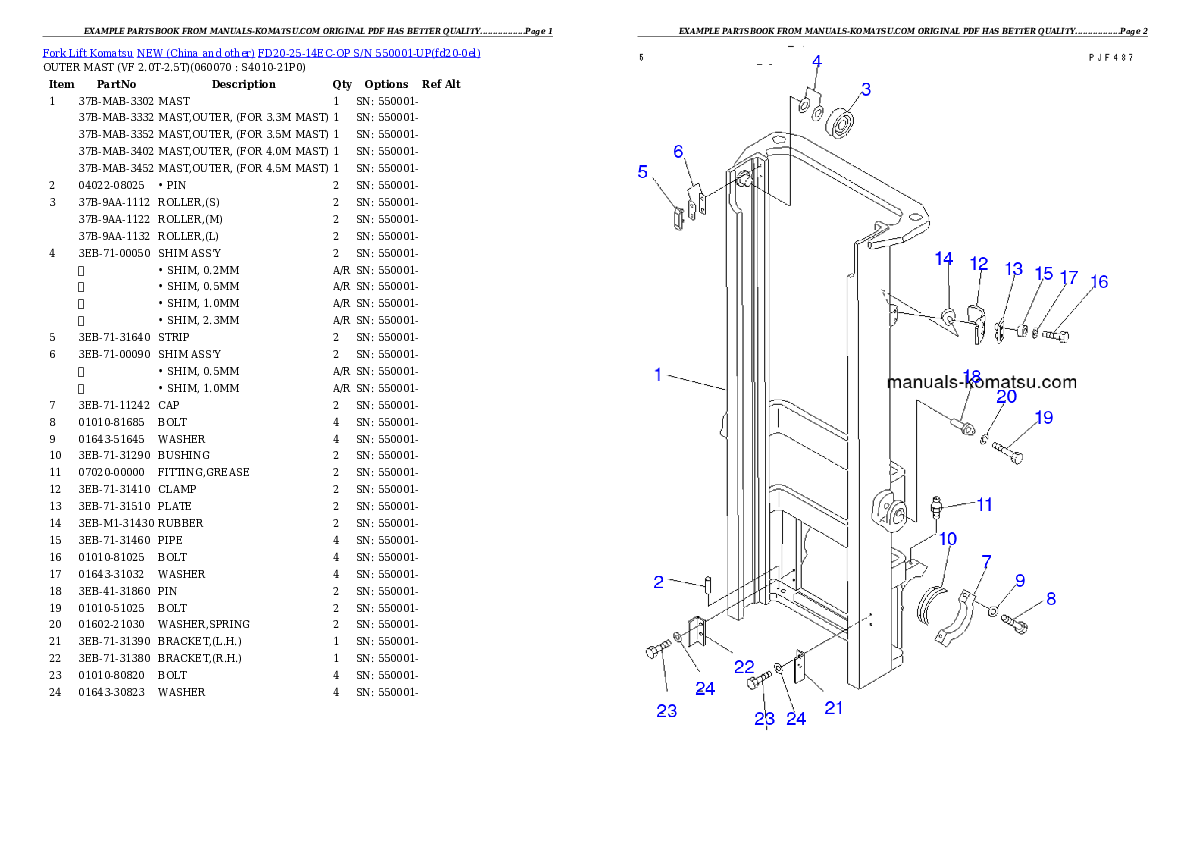 Protected: FD20-25-14EC-OP S/N 550001-UP Partsbook
