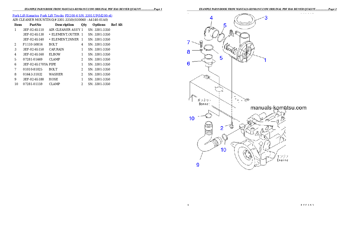 Protected: FD200-6 S/N 3301-UP Partsbook